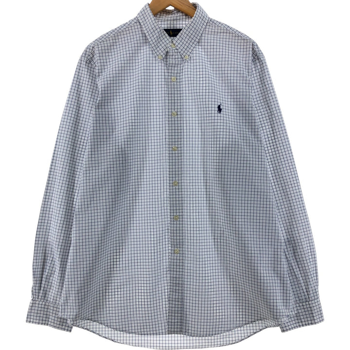 Ralph Lauren long sleeve button down check shirt, men's XL size cotton white type Vintage Second Hand