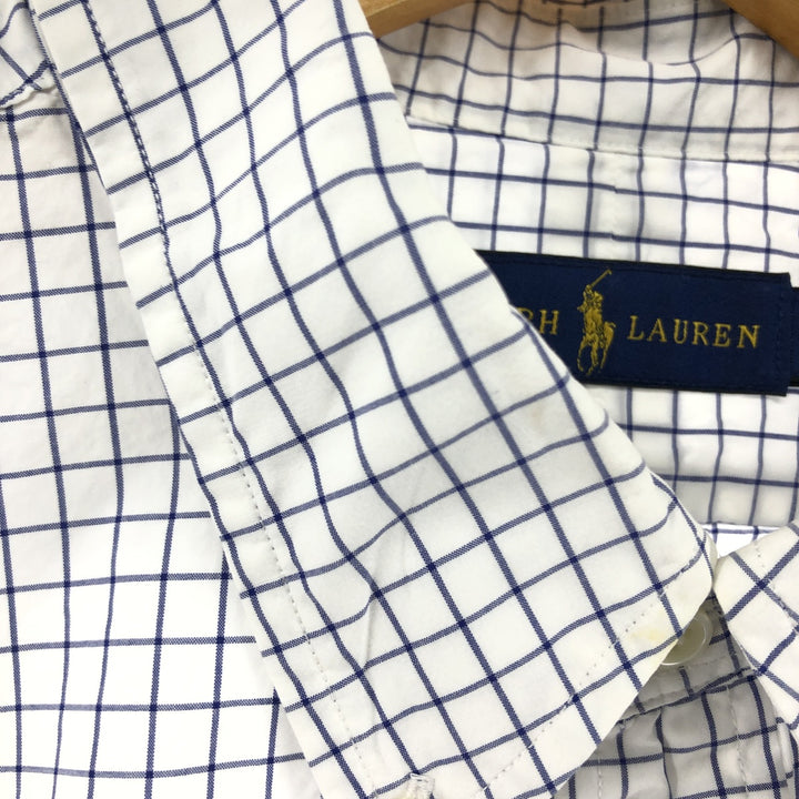 Ralph Lauren long sleeve button down check shirt, men's XL size cotton white type Vintage Second Hand