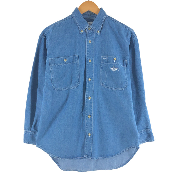 Dockers Long Sleeve Button-Down Denim Shirt, Men's Size L cotton blue type Vintage Second Hand