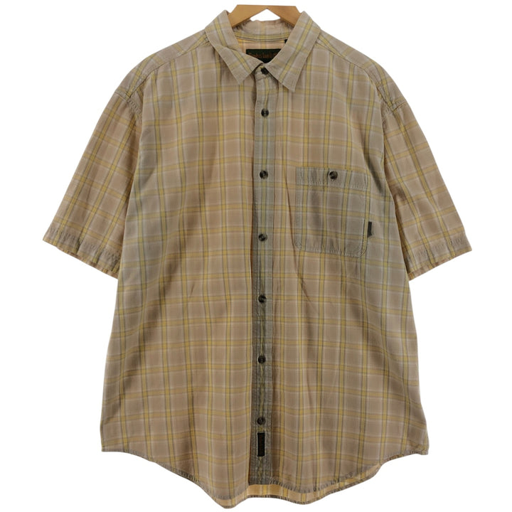Timberland short sleeve cotton check shirt, men's XL size, vintage cotton yellow type Vintage Second Hand