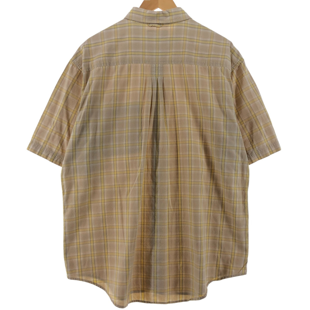 Timberland short sleeve cotton check shirt, men's XL size, vintage cotton yellow type Vintage Second Hand