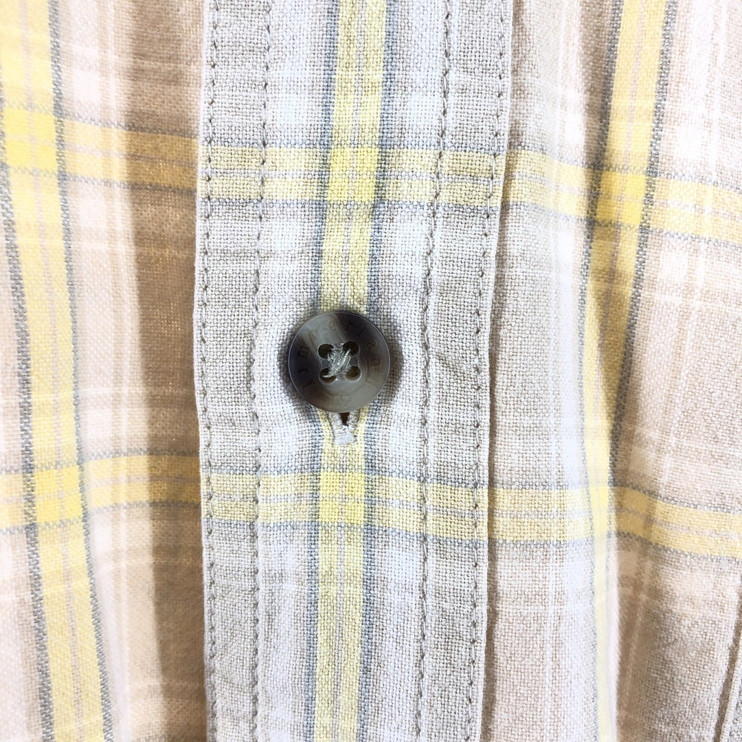 Timberland short sleeve cotton check shirt, men's XL size, vintage cotton yellow type Vintage Second Hand