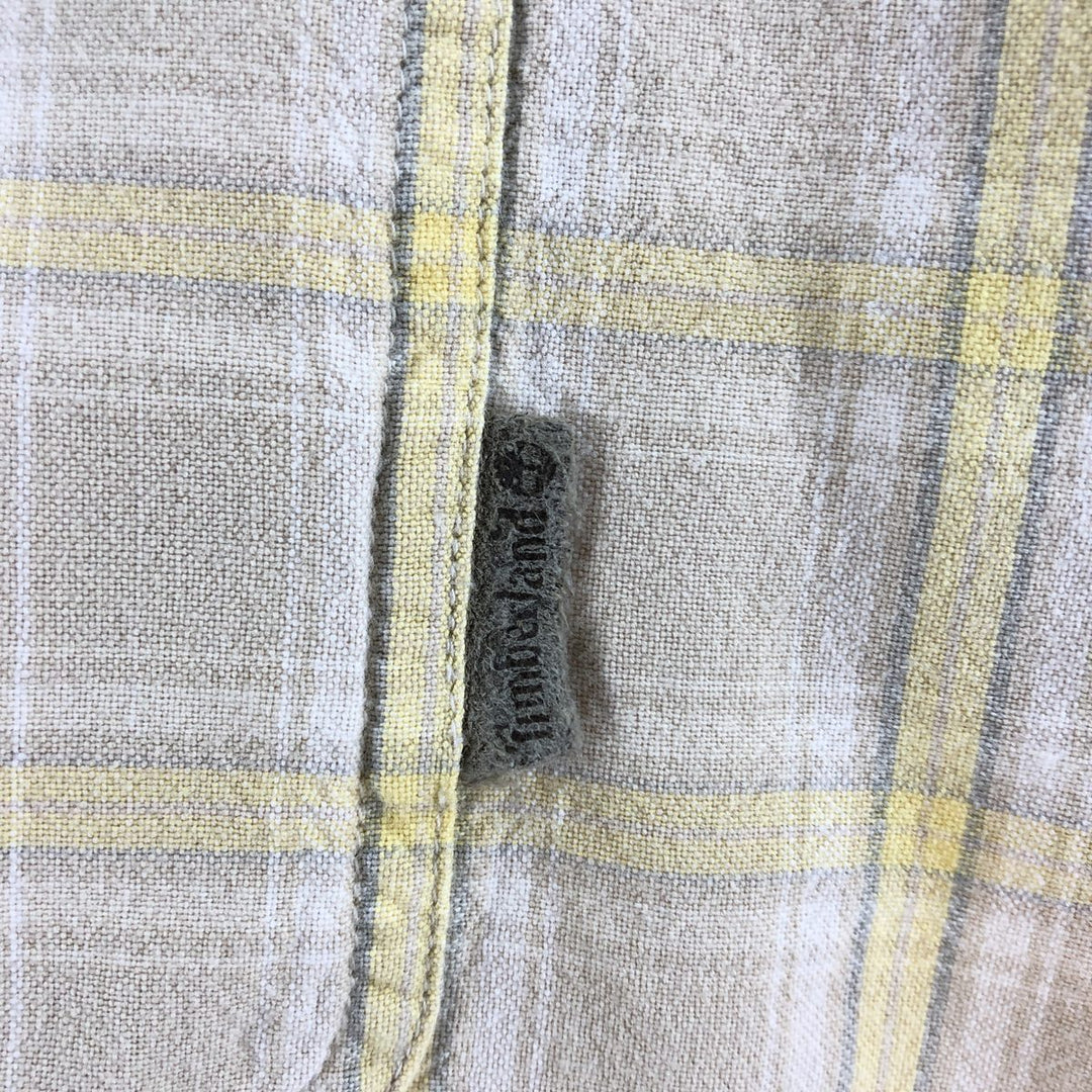 Timberland short sleeve cotton check shirt, men's XL size, vintage cotton yellow type Vintage Second Hand