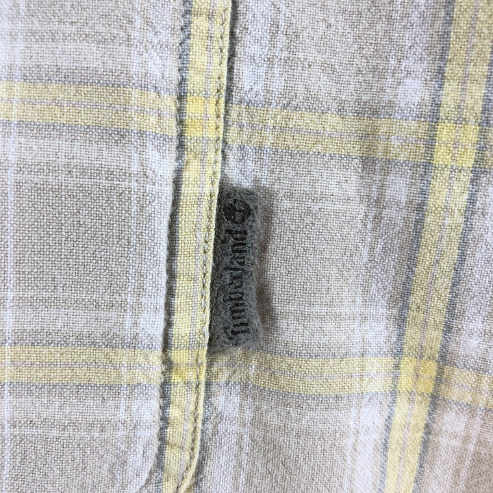 Timberland short sleeve cotton check shirt, men's XL size, vintage cotton yellow type Vintage Second Hand