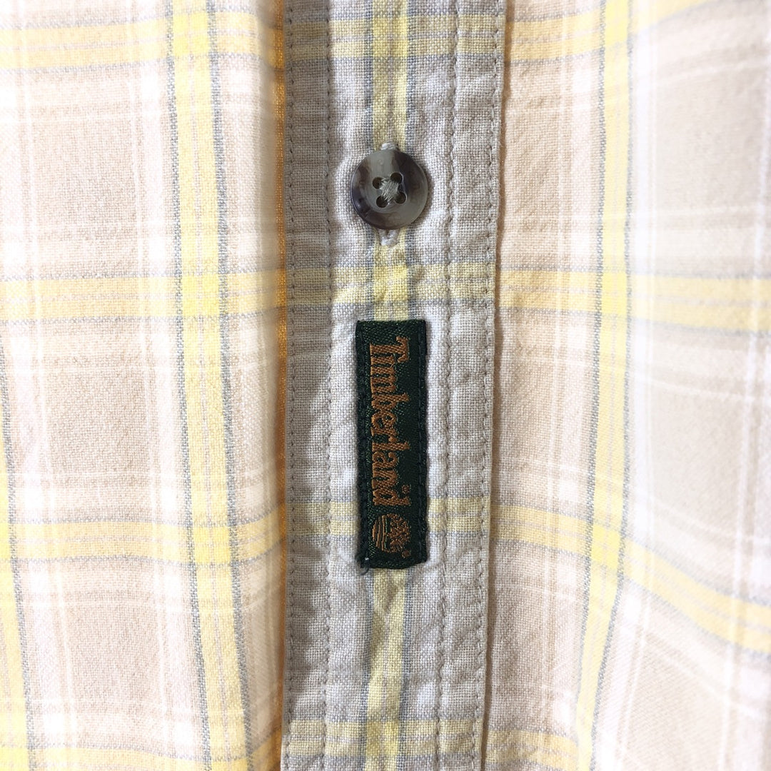 Timberland short sleeve cotton check shirt, men's XL size, vintage cotton yellow type Vintage Second Hand