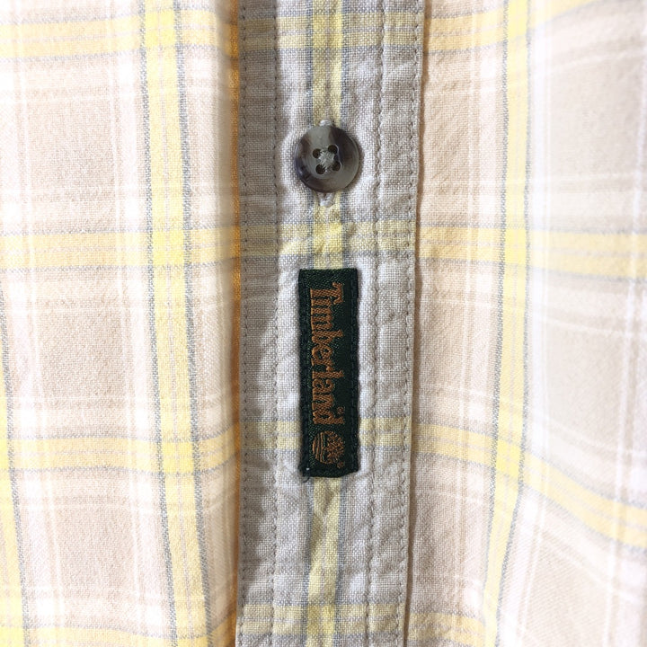 Timberland short sleeve cotton check shirt, men's XL size, vintage cotton yellow type Vintage Second Hand