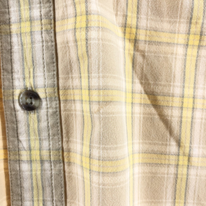 Timberland short sleeve cotton check shirt, men's XL size, vintage cotton yellow type Vintage Second Hand