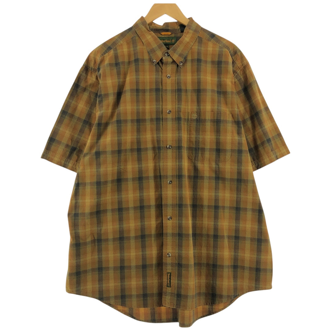 90s~00'S Timberland short sleeve button down check shirt men's XXL vintage cotton brown type Vintage Second Hand