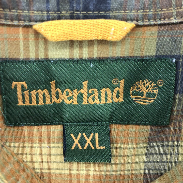 90s~00'S Timberland short sleeve button down check shirt men's XXL vintage cotton brown type Vintage Second Hand