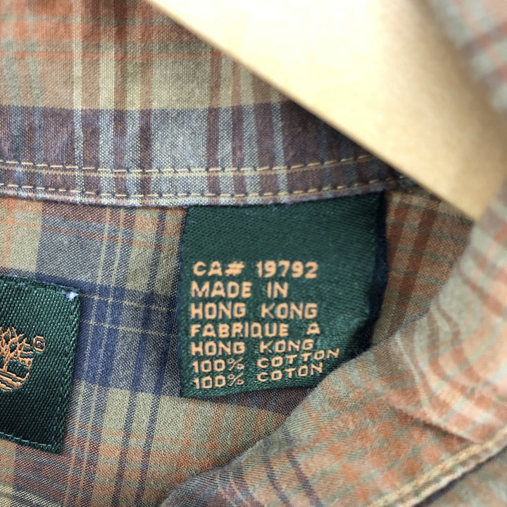 90s~00'S Timberland short sleeve button down check shirt men's XXL vintage cotton brown type Vintage Second Hand
