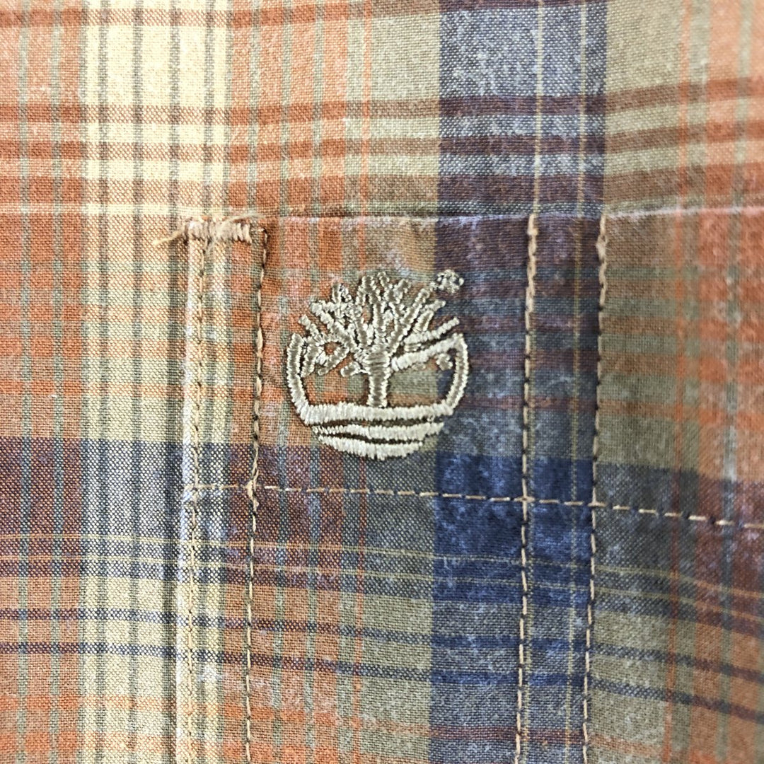 90s~00'S Timberland short sleeve button down check shirt men's XXL vintage cotton brown type Vintage Second Hand