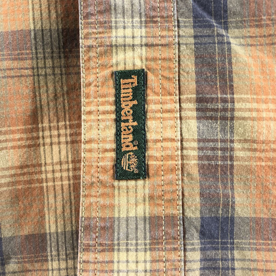 90s~00'S Timberland short sleeve button down check shirt men's XXL vintage cotton brown type Vintage Second Hand