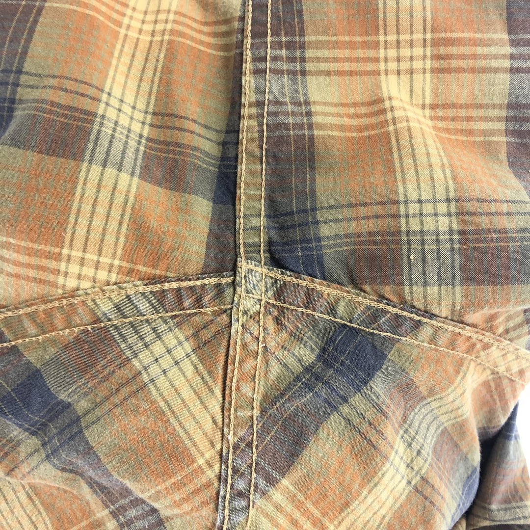 90s~00'S Timberland short sleeve button down check shirt men's XXL vintage cotton brown type Vintage Second Hand
