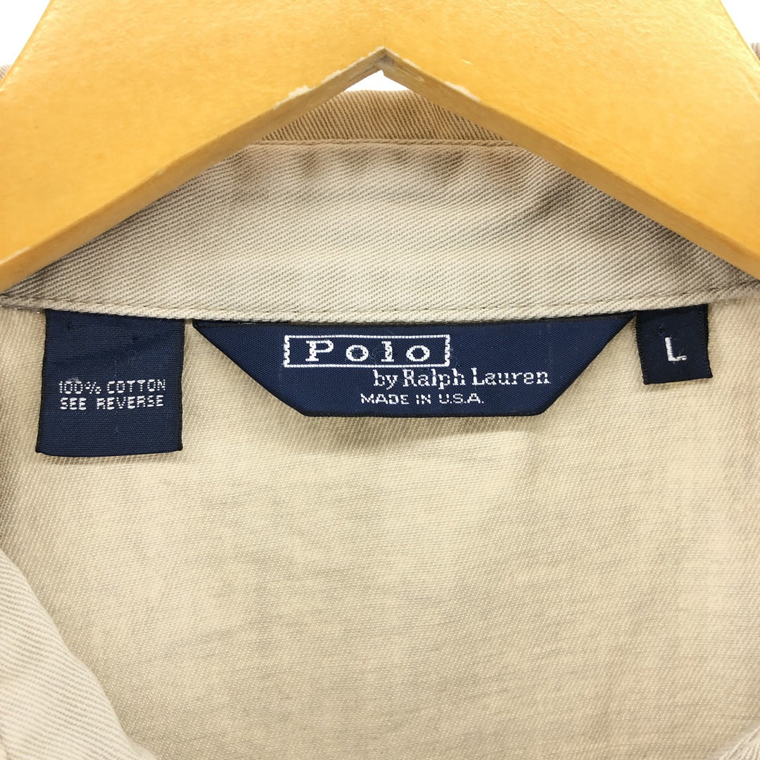 90'S Polo by Ralph Lauren swing top sports jacket, made in the USA, men's size L, vintage cotton Beige type Vintage Second Hand