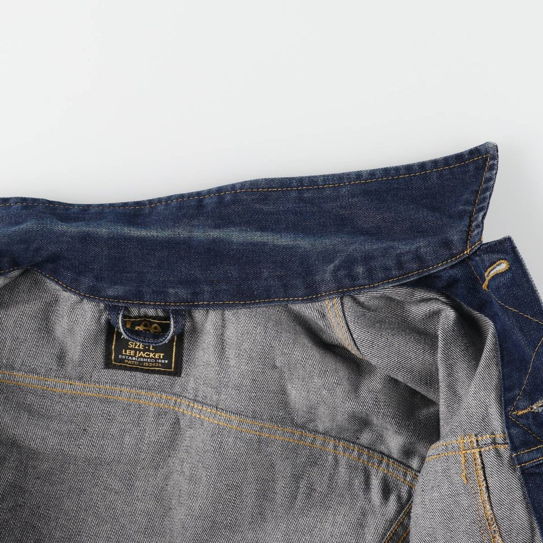 80'S Lee denim jacket, denim jacket, men's size L, vintage cotton blue type Vintage Second Hand