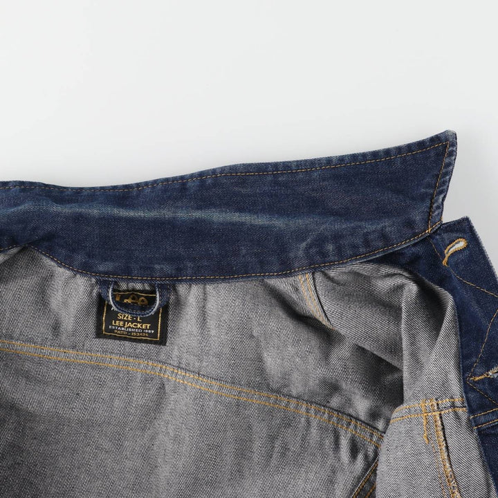 80'S Lee denim jacket, denim jacket, men's size L, vintage cotton blue type Vintage Second Hand