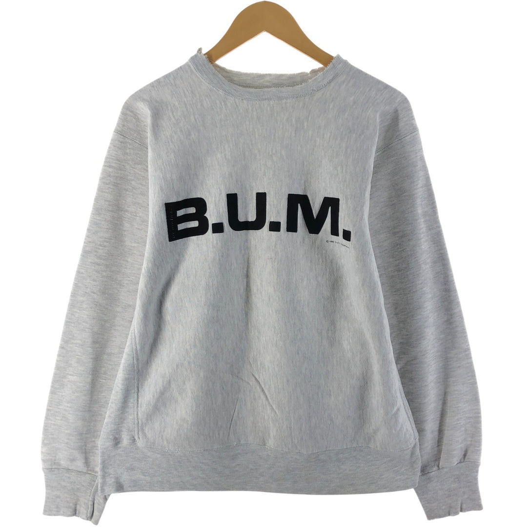 Vintage 90'S BUM print sweatshirt, men's size L unclear gray type Vintage Second Hand