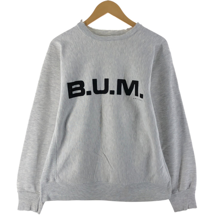 Vintage 90'S BUM print sweatshirt, men's size L unclear gray type Vintage Second Hand