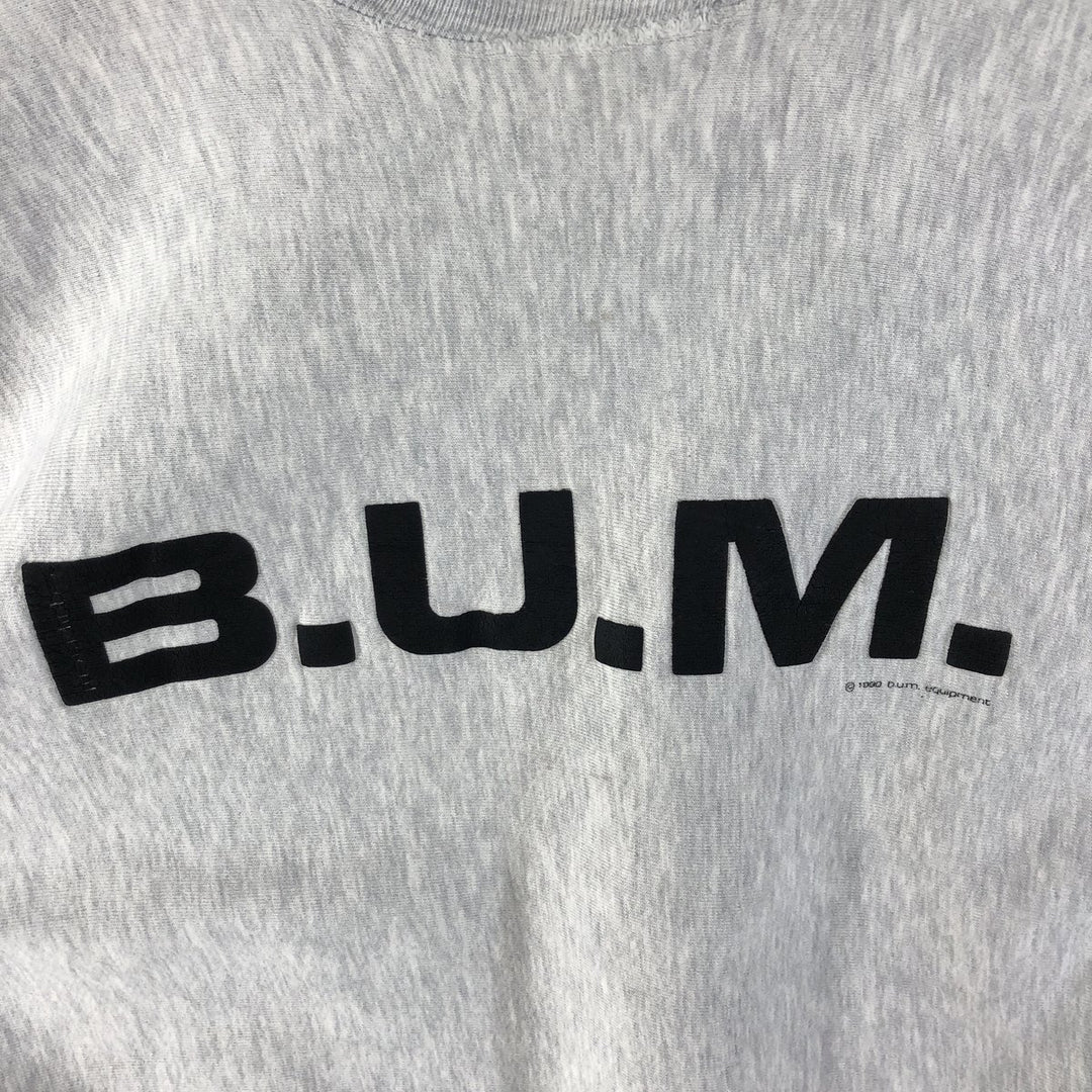 Vintage 90'S BUM print sweatshirt, men's size L unclear gray type Vintage Second Hand