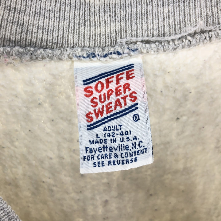 90'S Sophie SOFFE Reverse Weave Printed Sweatshirt Trainer Made in USA Men's Size L Vintage cotton gray type Vintage Second Hand