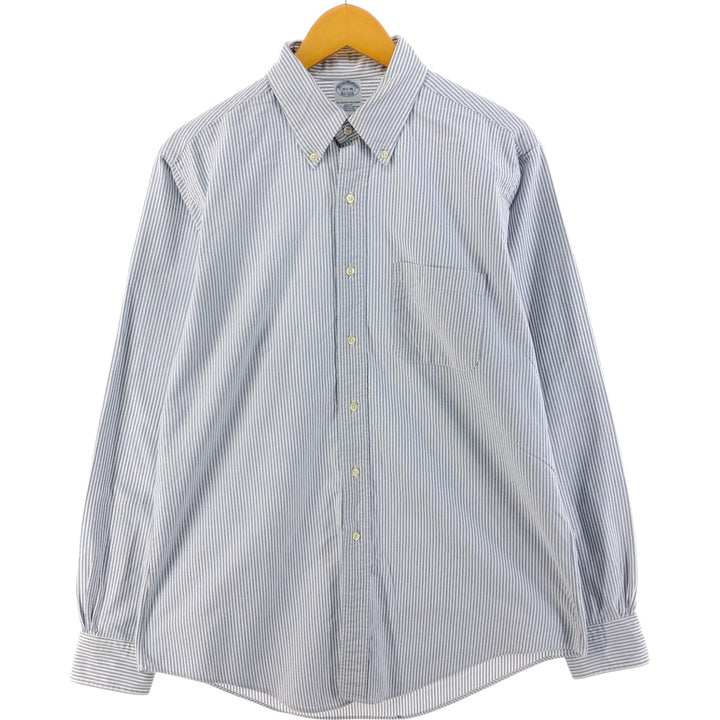 Brooks Brothers Est.1818 Long Sleeve Button-Down Striped Shirt Made in USA Men's Size L Supima Cotton blue type Vintage Second Hand