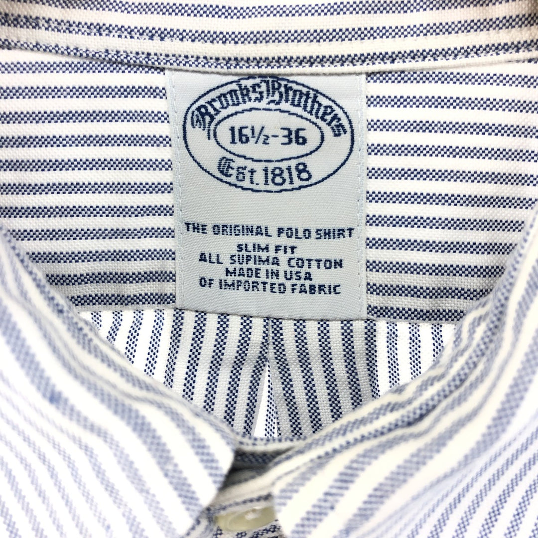 Brooks Brothers Est.1818 Long Sleeve Button-Down Striped Shirt Made in USA Men's Size L Supima Cotton blue type Vintage Second Hand