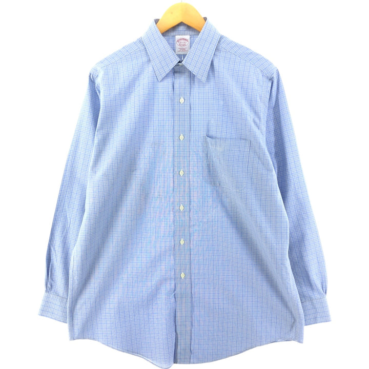 Brooks Brothers Est.1818 Long Sleeve Check Shirt, Men's M cotton blue type Vintage Second Hand