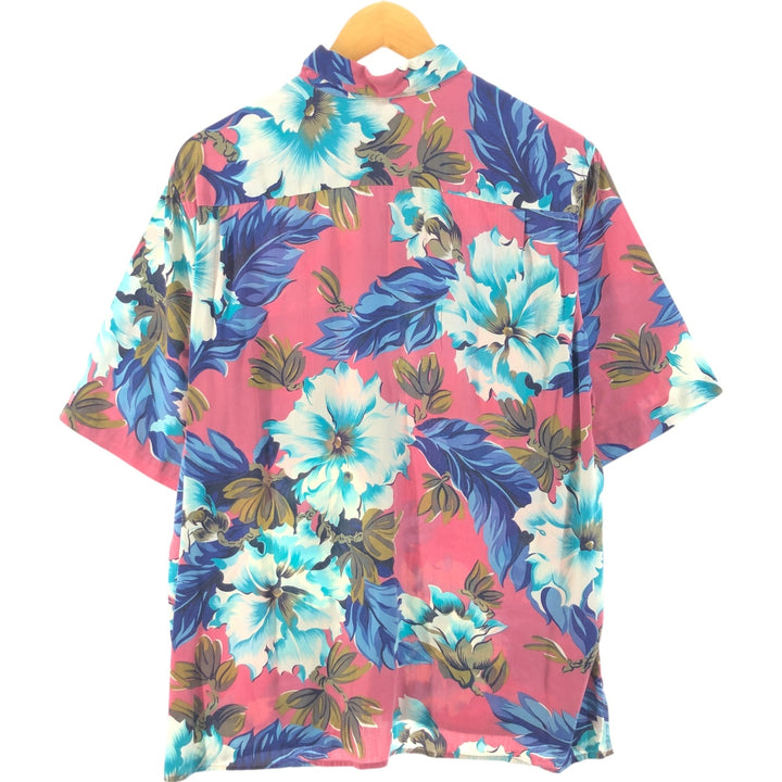 80s~90'S Reyn Spooner Diamond Head Tag All-over Botanical Pattern Rayon Hawaiian Aloha Shirt Made in Hawaii Rayon blue type Vintage Second Hand