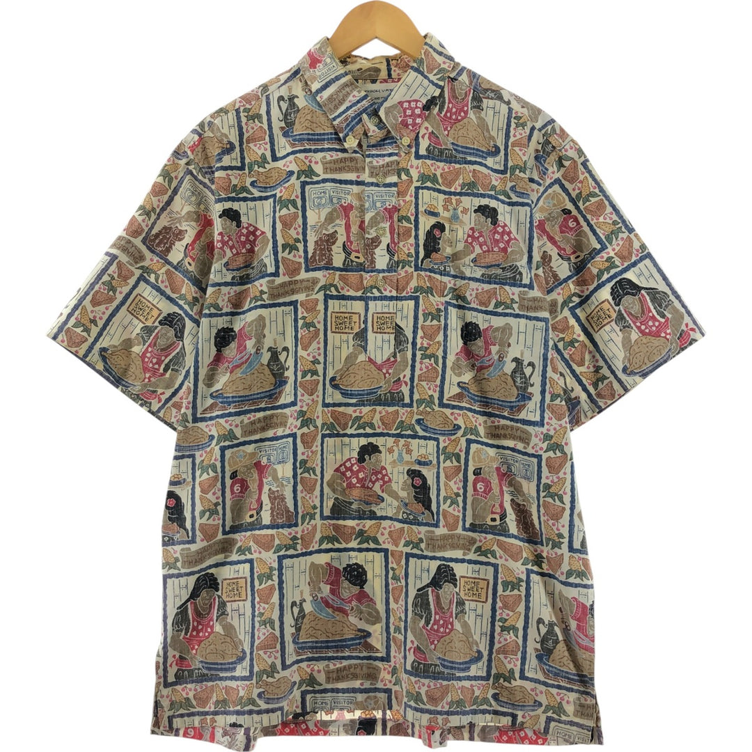 90'S Reyn Spooner Dietrich Variez Collection All-over Print Button-Down Hawaiian Aloha Shirt, Men's L Size cotton multicolor Vintage Second Hand