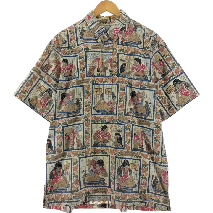 90'S Reyn Spooner Dietrich Variez Collection All-over Print Button-Down Hawaiian Aloha Shirt, Men's L Size cotton multicolor Vintage Second Hand