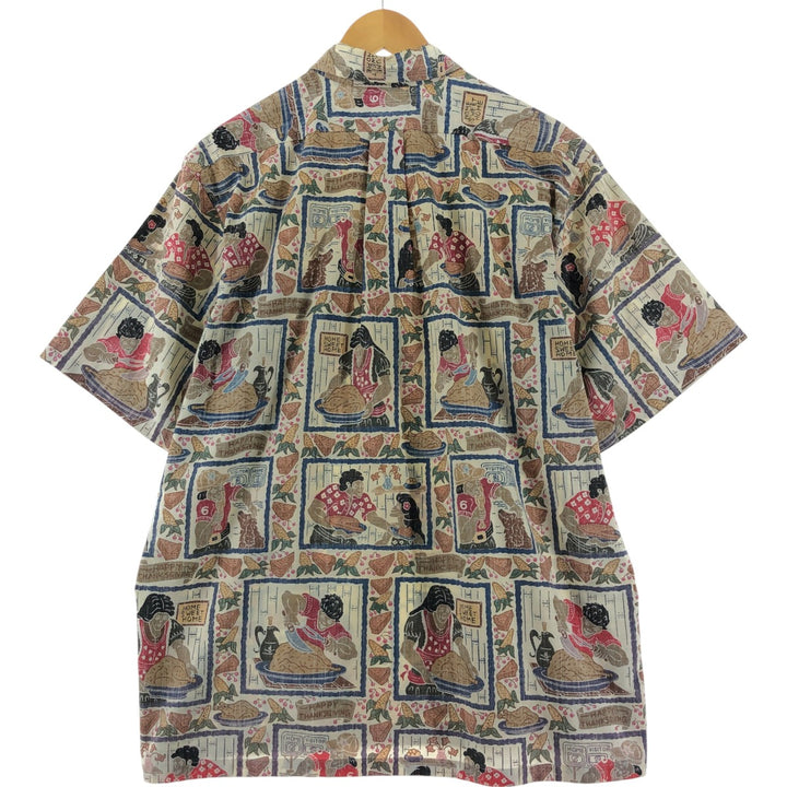 90'S Reyn Spooner Dietrich Variez Collection All-over Print Button-Down Hawaiian Aloha Shirt, Men's L Size cotton multicolor Vintage Second Hand