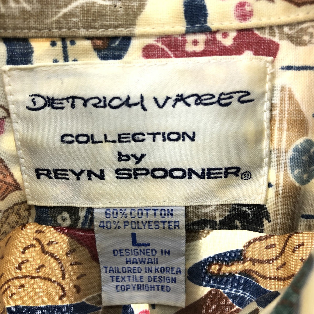 90'S Reyn Spooner Dietrich Variez Collection All-over Print Button-Down Hawaiian Aloha Shirt, Men's L Size cotton multicolor Vintage Second Hand