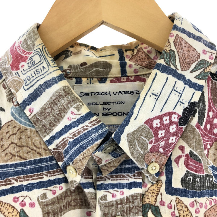 90'S Reyn Spooner Dietrich Variez Collection All-over Print Button-Down Hawaiian Aloha Shirt, Men's L Size cotton multicolor Vintage Second Hand