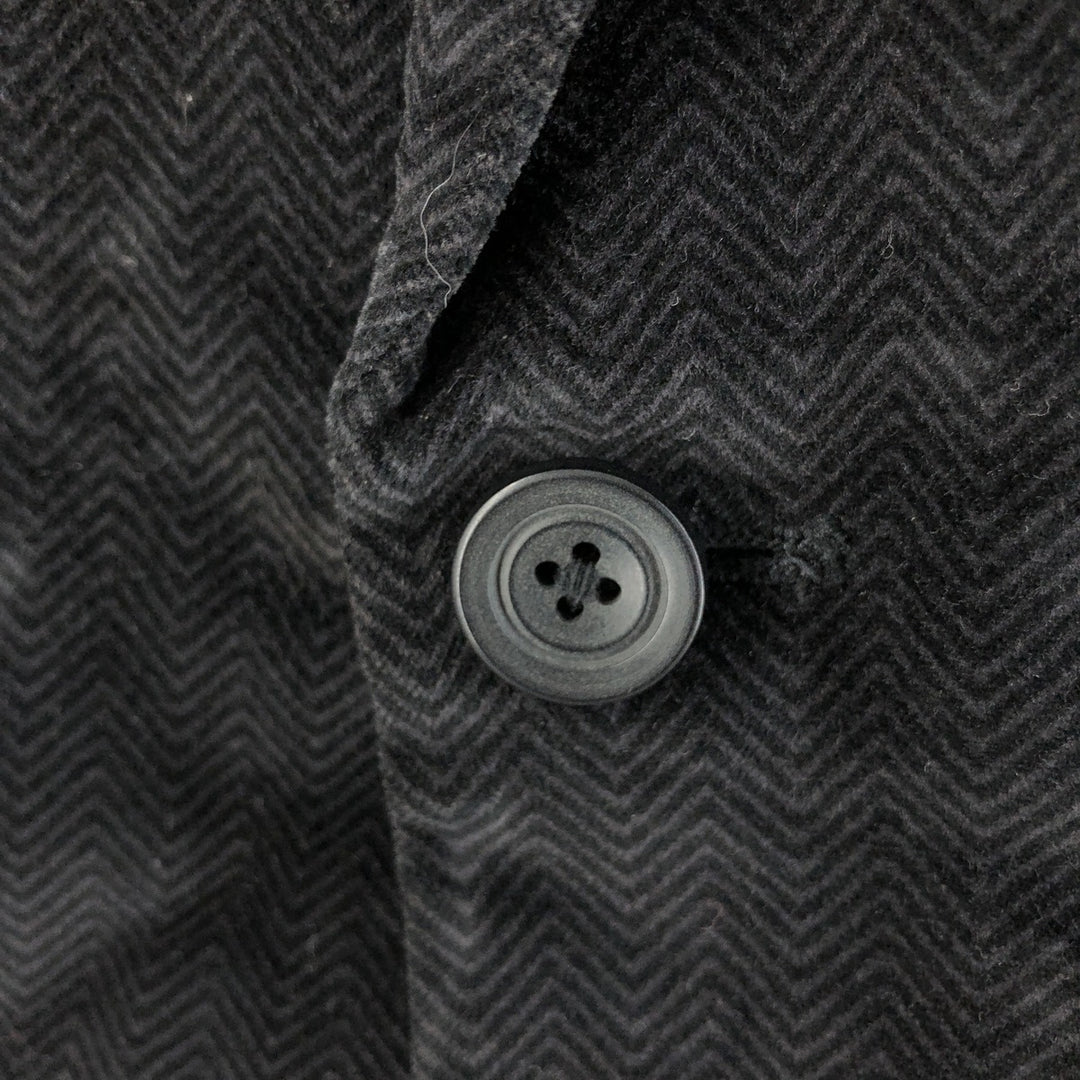 Liz Claiborne Peaked Lapel Herringbone Velour Cotton Tailored Jacket Men's L cotton black type Vintage Second Hand