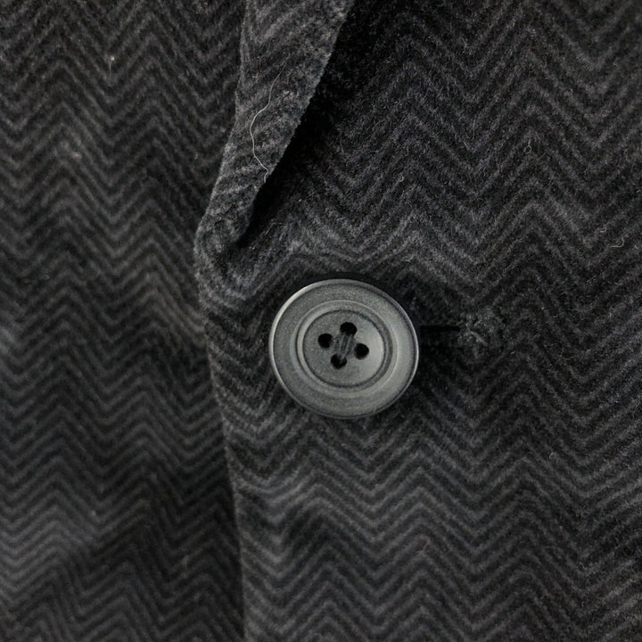 Liz Claiborne Peaked Lapel Herringbone Velour Cotton Tailored Jacket Men's L cotton black type Vintage Second Hand