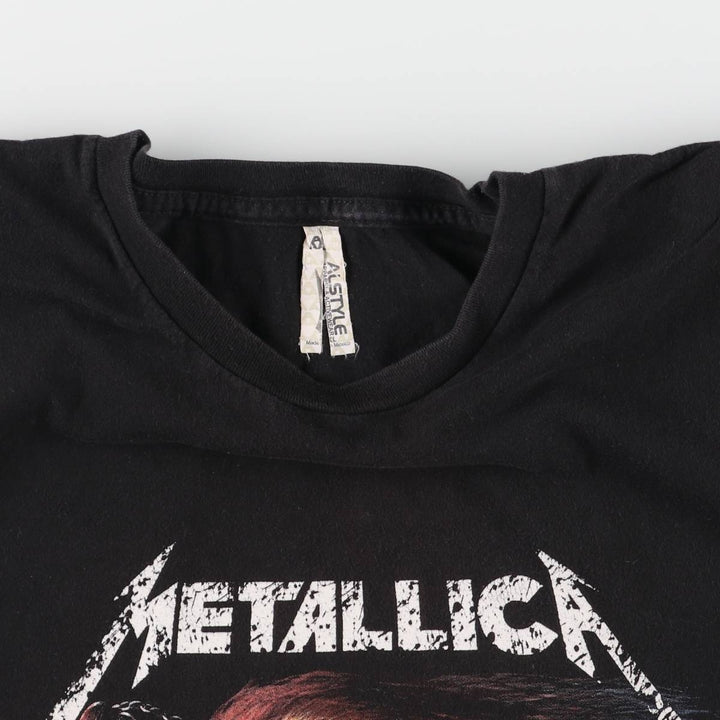 ALSTYLE APPAREL and ACTIVEWEAR METALLICA Skull Pattern Band T-shirt, Men's XL size cotton black type Vintage Second Hand