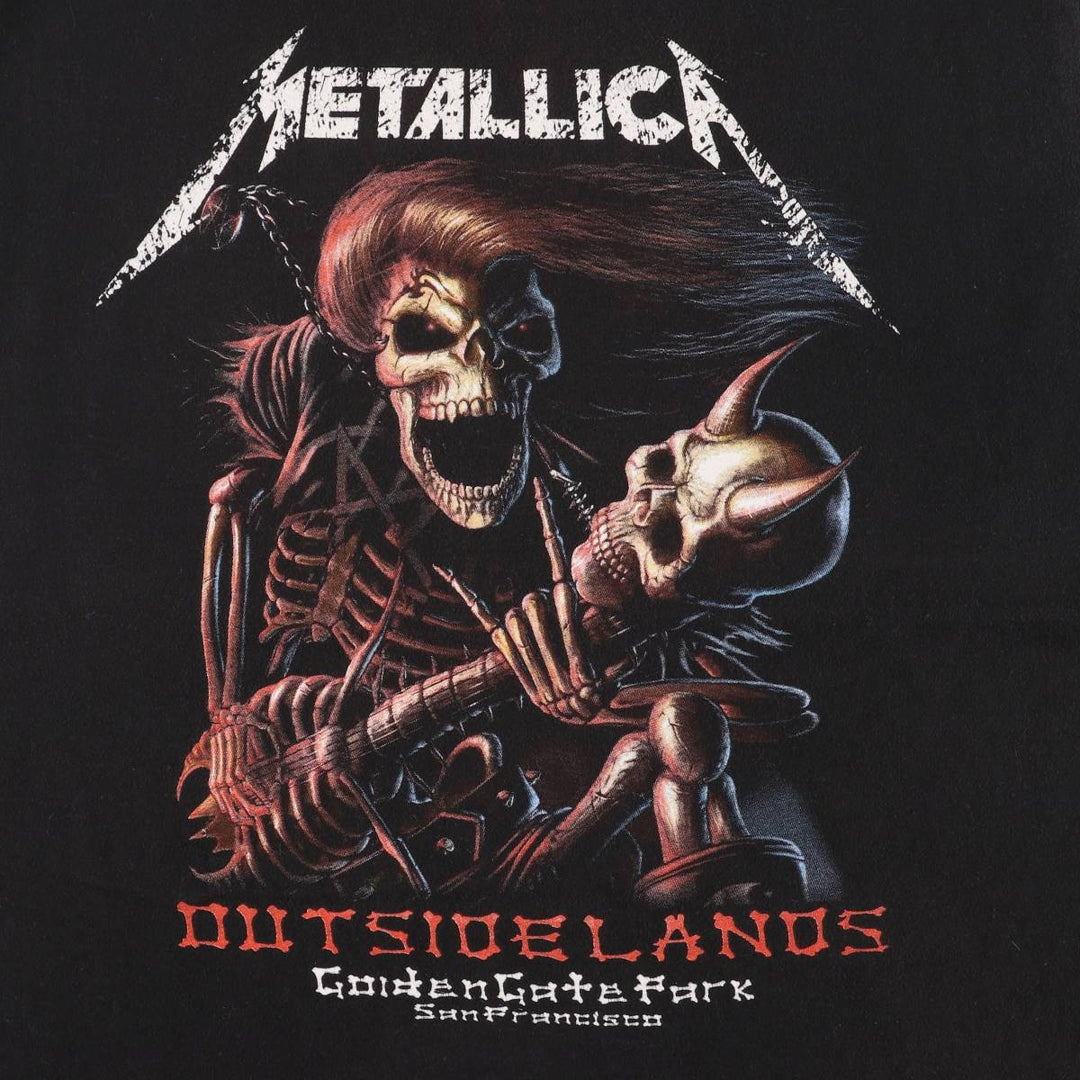 ALSTYLE APPAREL and ACTIVEWEAR METALLICA Skull Pattern Band T-shirt, Men's XL size cotton black type Vintage Second Hand