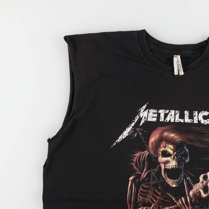 ALSTYLE APPAREL and ACTIVEWEAR METALLICA Skull Pattern Band T-shirt, Men's XL size cotton black type Vintage Second Hand