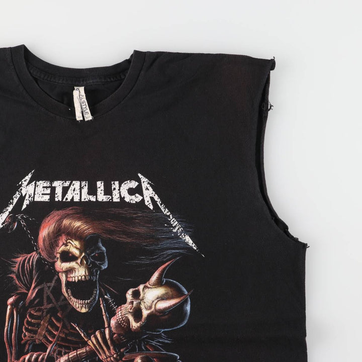 ALSTYLE APPAREL and ACTIVEWEAR METALLICA Skull Pattern Band T-shirt, Men's XL size cotton black type Vintage Second Hand