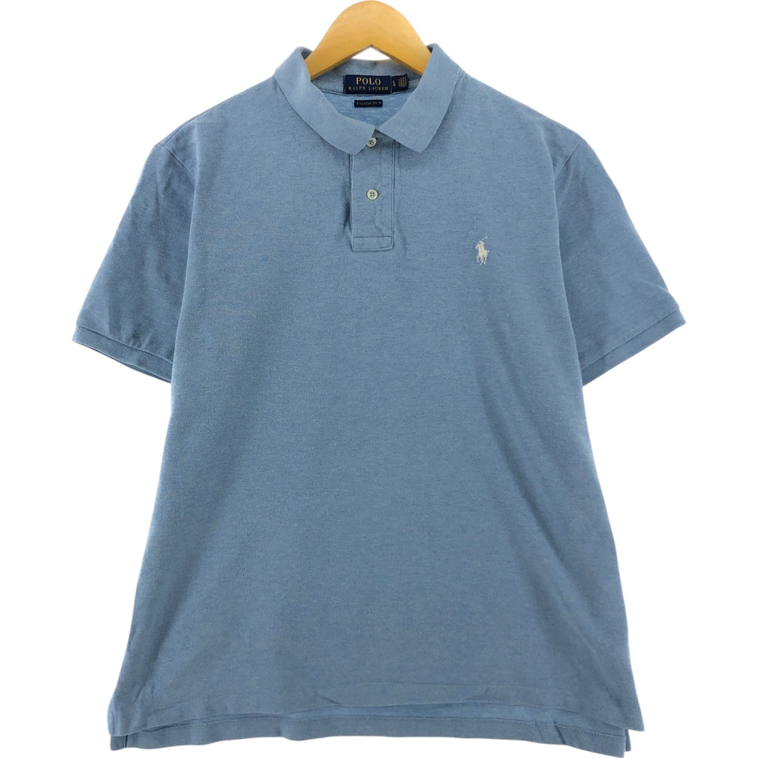 Ralph Lauren POLO RALPH LAUREN CLASSIC FIT short sleeve polo shirt for men size L cotton Blue type light blue Vintage Second Hand