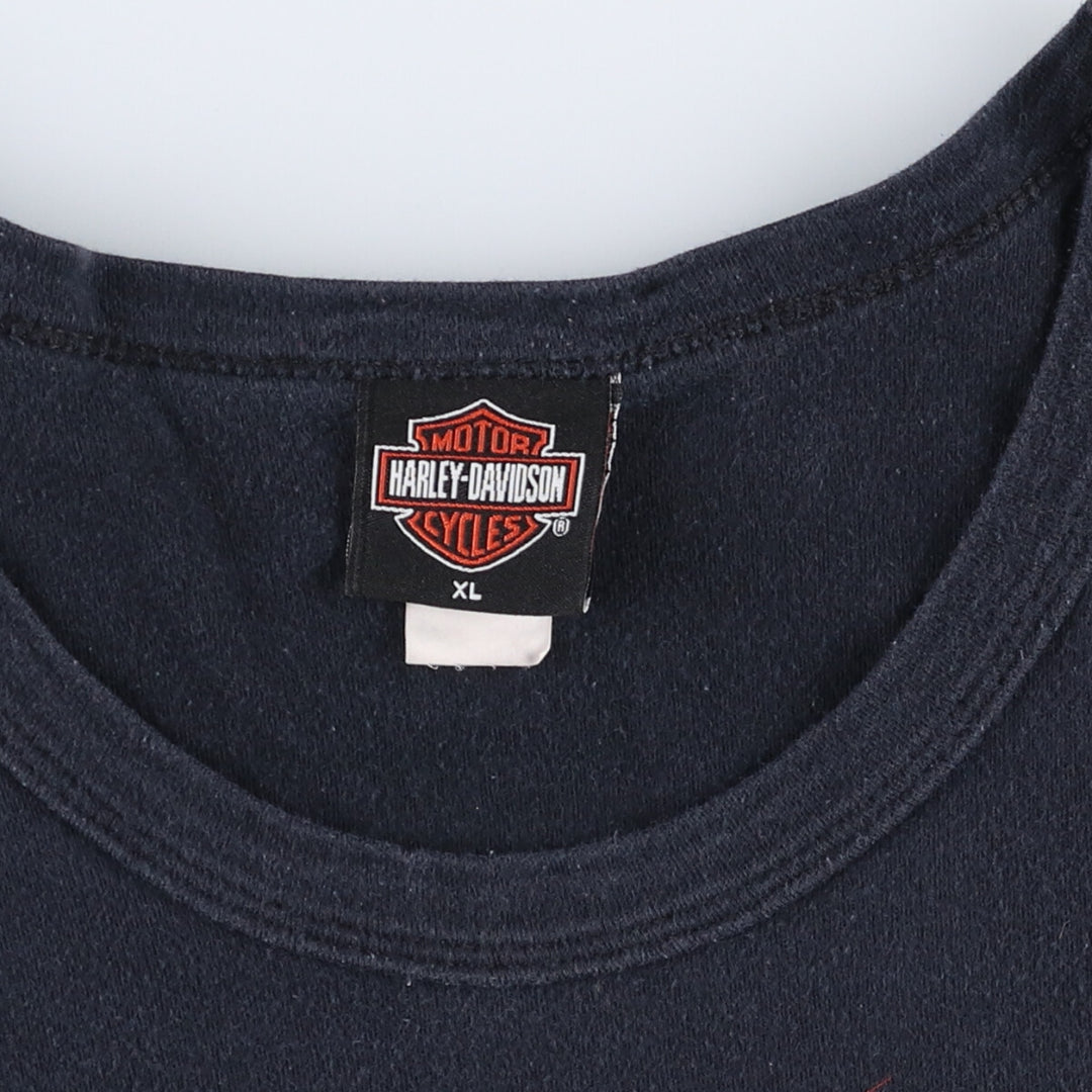 00'S Harley-Davidson Motorcycle Bike T-shirt Made in USA Women's XL cotton black type Vintage Second Hand
