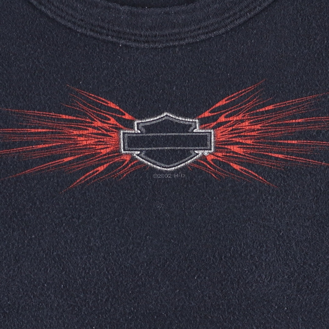 00'S Harley-Davidson Motorcycle Bike T-shirt Made in USA Women's XL cotton black type Vintage Second Hand