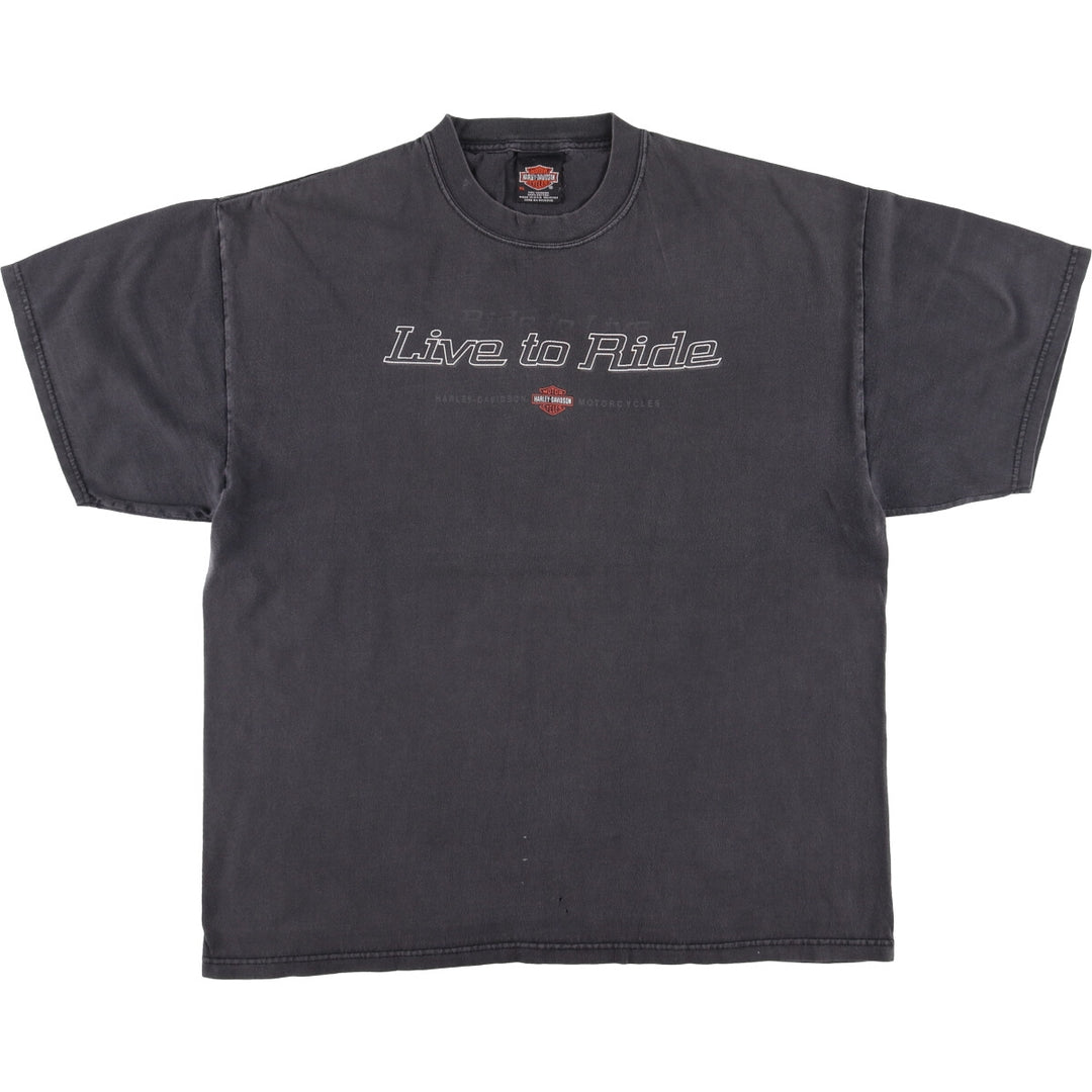 00'S Harley-Davidson Motorcycle Bike T-shirt Made in USA Men's XL cotton black type Vintage Second Hand
