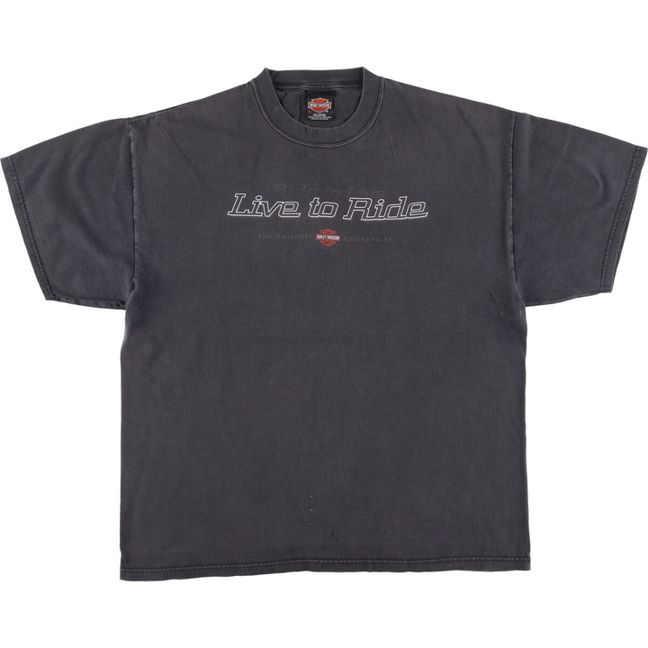 00'S Harley-Davidson Motorcycle Bike T-shirt Made in USA Men's XL cotton black type Vintage Second Hand