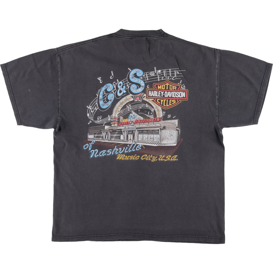 00'S Harley-Davidson Motorcycle Bike T-shirt Made in USA Men's XL cotton black type Vintage Second Hand