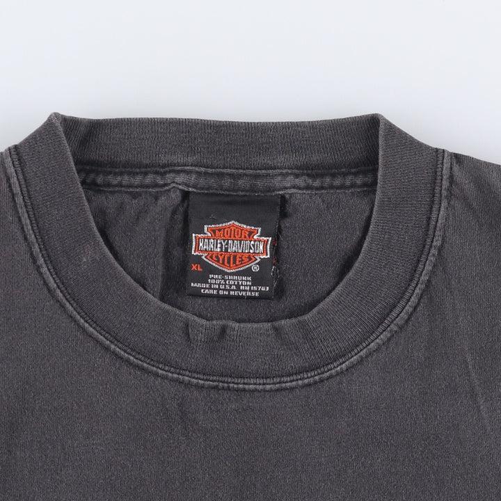 00'S Harley-Davidson Motorcycle Bike T-shirt Made in USA Men's XL cotton black type Vintage Second Hand
