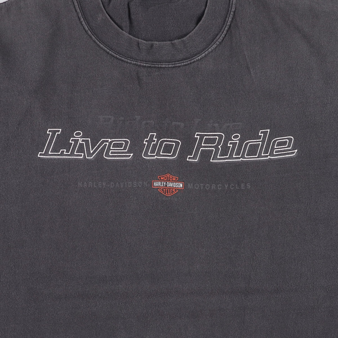 00'S Harley-Davidson Motorcycle Bike T-shirt Made in USA Men's XL cotton black type Vintage Second Hand