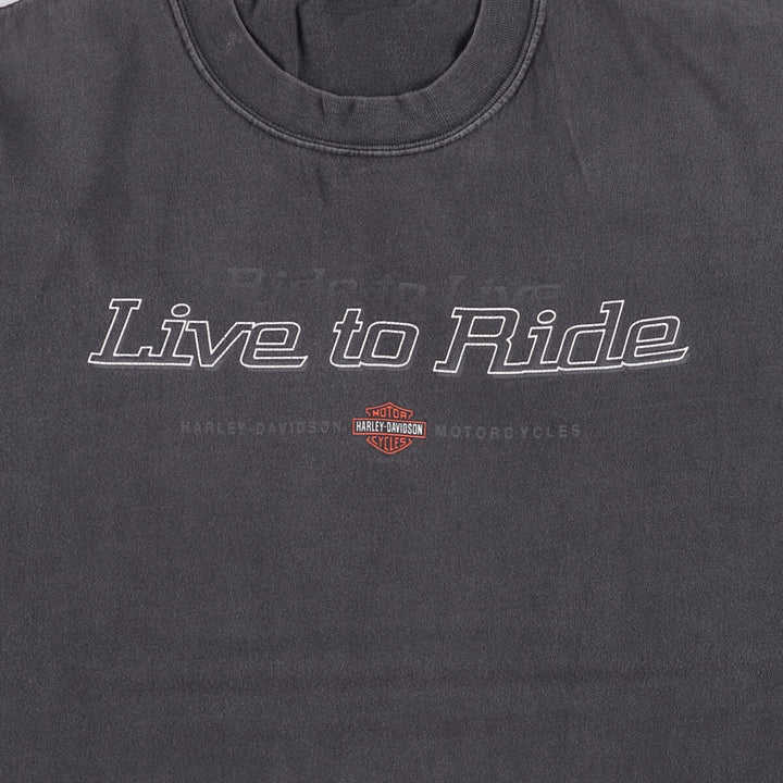 00'S Harley-Davidson Motorcycle Bike T-shirt Made in USA Men's XL cotton black type Vintage Second Hand