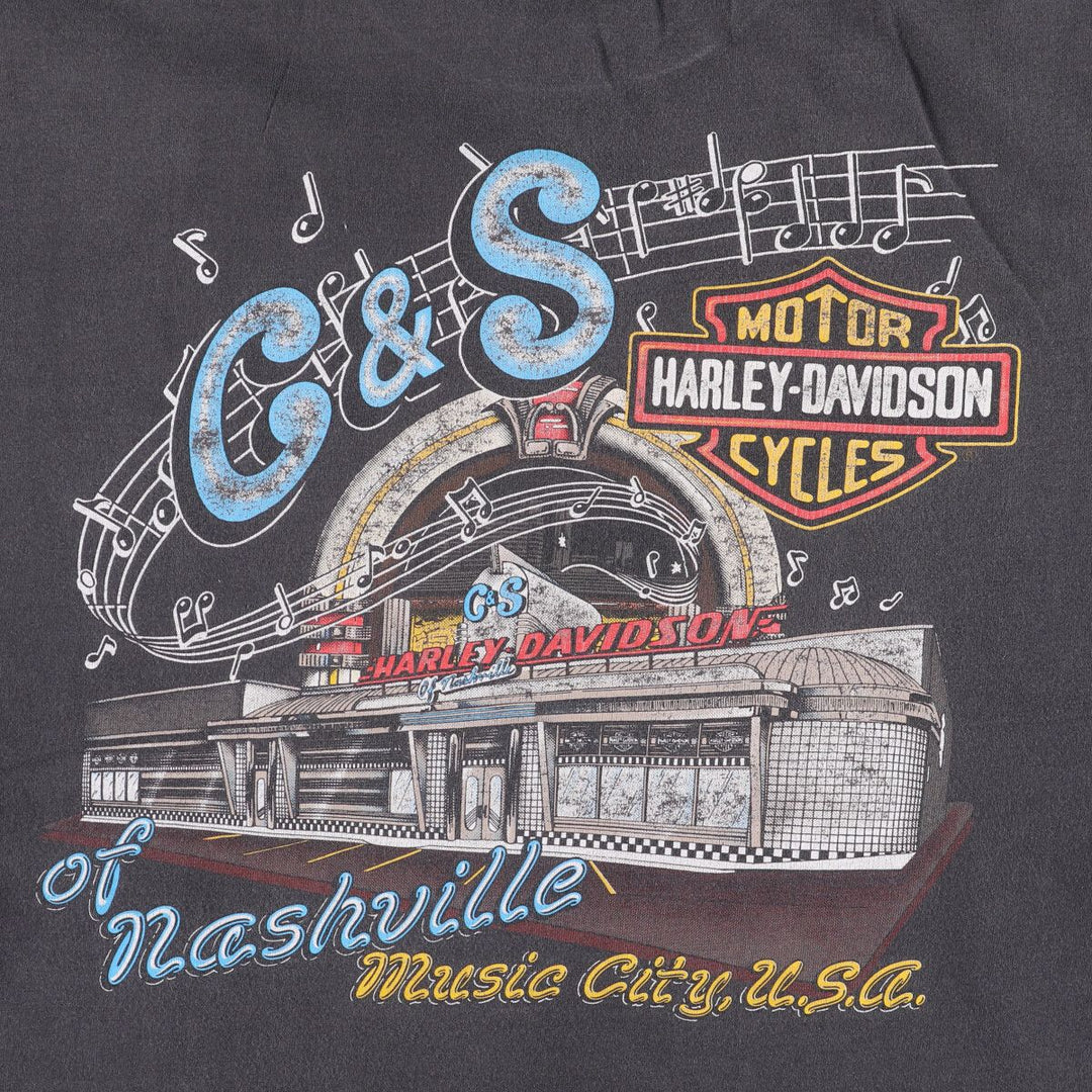 00'S Harley-Davidson Motorcycle Bike T-shirt Made in USA Men's XL cotton black type Vintage Second Hand