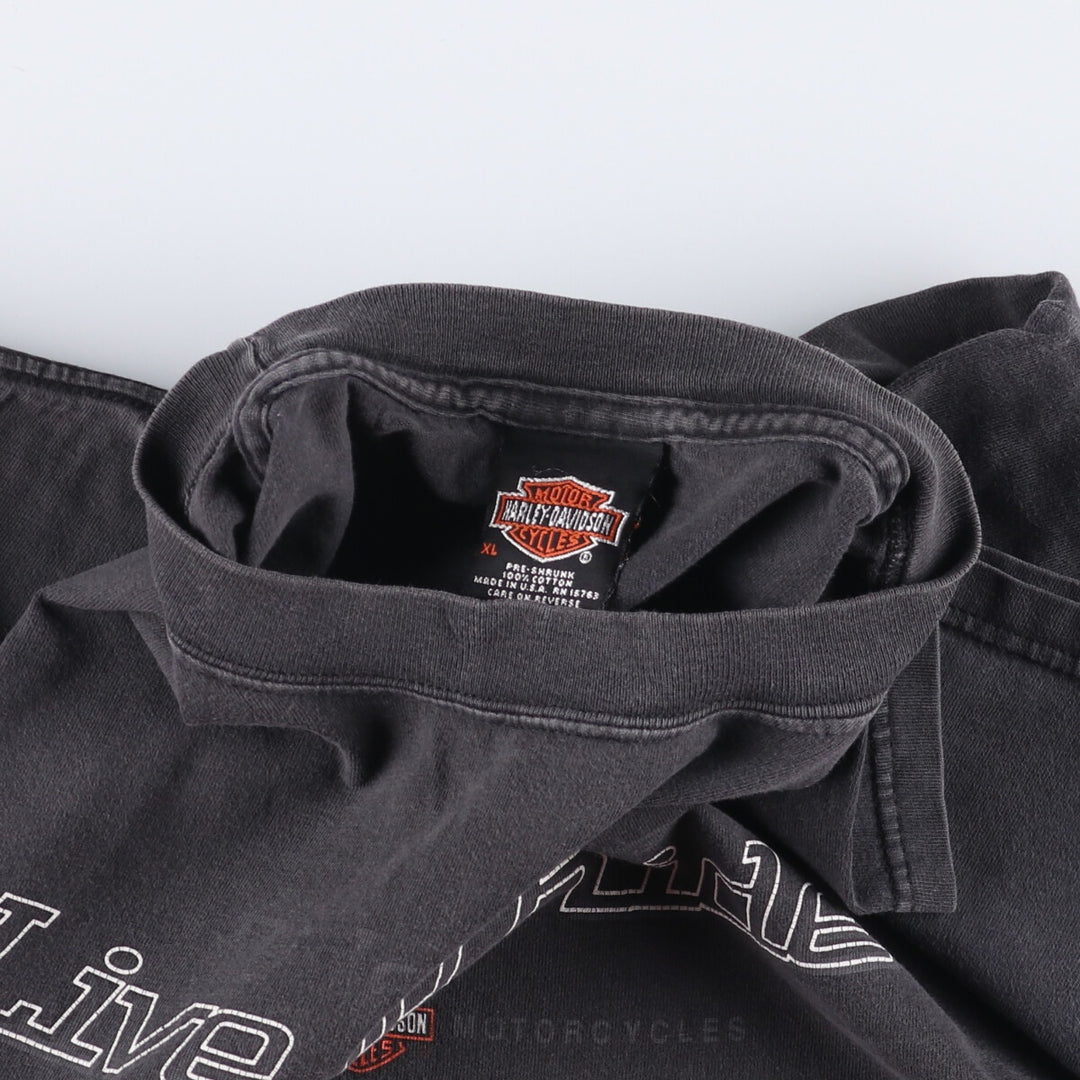 00'S Harley-Davidson Motorcycle Bike T-shirt Made in USA Men's XL cotton black type Vintage Second Hand